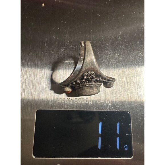 VTG Sterling Silver Red Coral Turquoise Ring - Picture 6 of 6